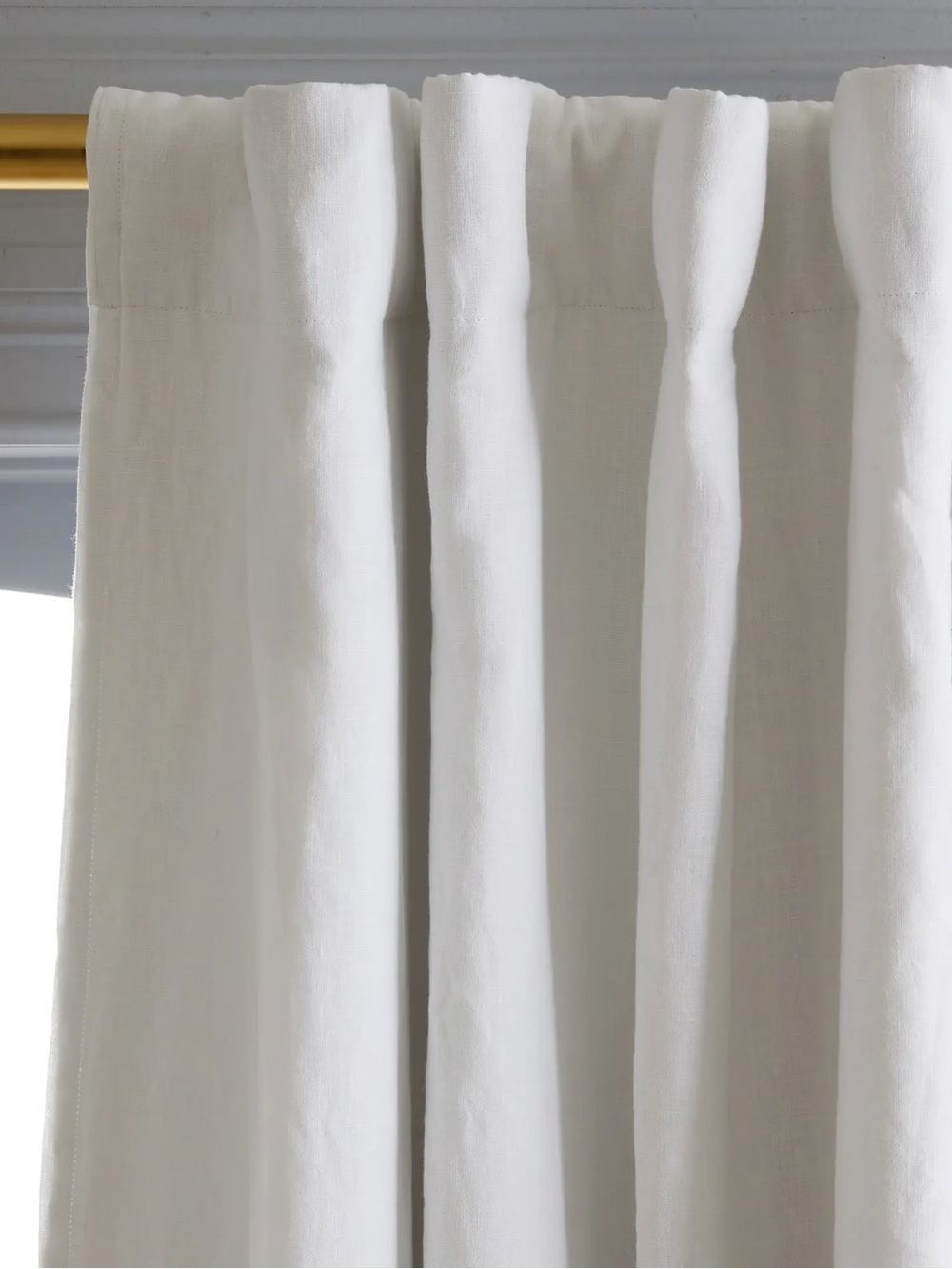 NWT QUINCE Set Of 2 48x96 European Linen Room Darkening Curtains White 8419 - Picture 3 of 9